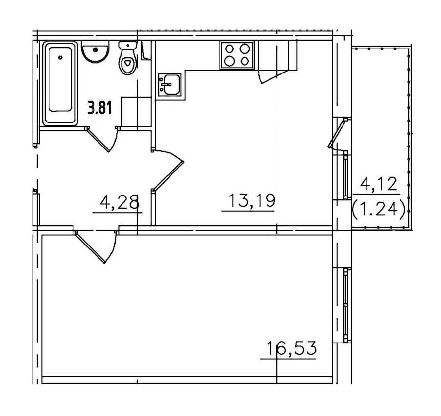 Однокомнатная квартира в : площадь 39.13 м2 , этаж: 1 – купить в Санкт-Петербурге